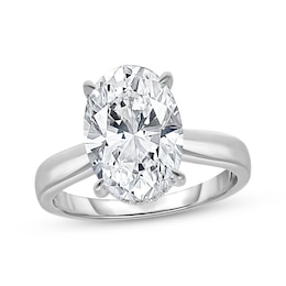 Now + Forever Lab-Grown Diamonds Oval-Cut Solitaire Hidden Halo Engagement Ring 4-1/6 ct tw 14K White Gold (F/VS2)