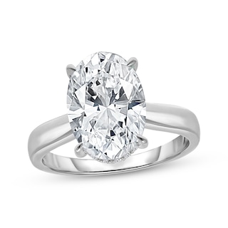 Now + Forever Lab-Grown Diamonds Oval-Cut Solitaire Hidden Halo Engagement Ring 4-1/6 ct tw 14K White Gold (F/VS2)