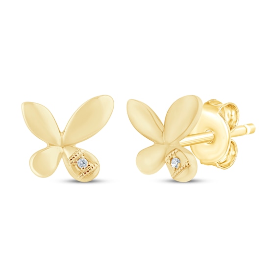 Monique Lhuillier Bliss Lab-Grown Diamond Accent Butterfly Stud Earrings 24K Yellow Gold Vermeil Sterling Silver