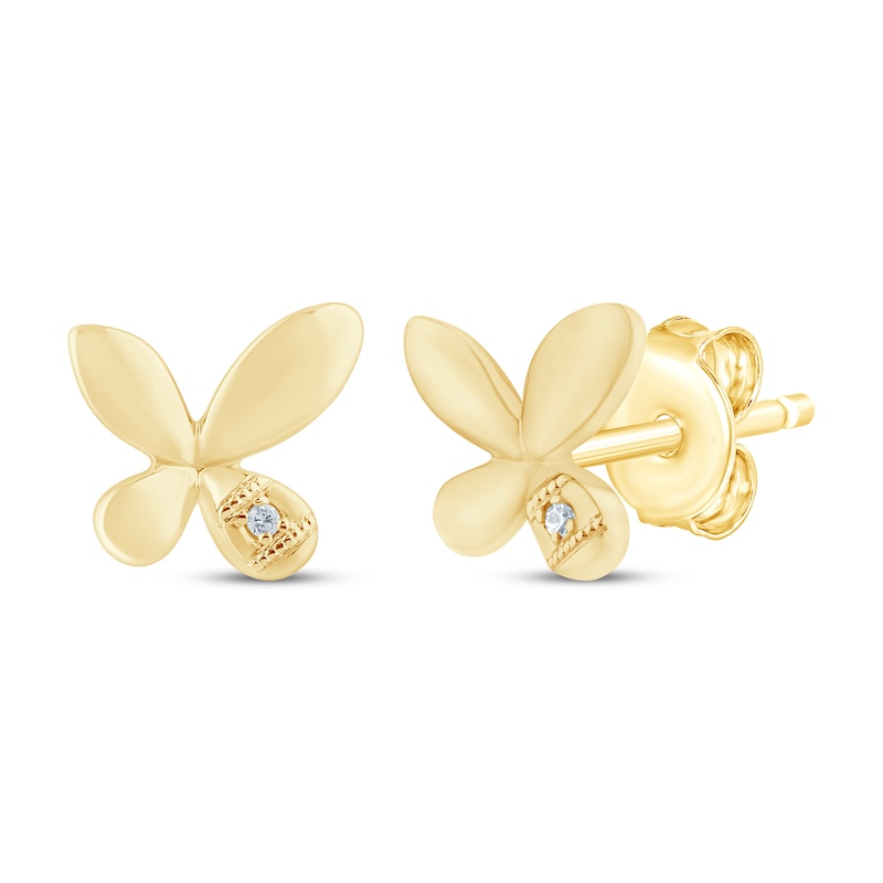 Main Image 1 of Monique Lhuillier Bliss Lab-Grown Diamond Accent Butterfly Stud Earrings 24K Yellow Gold Vermeil Sterling Silver