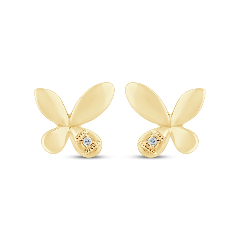 Main Image 2 of Monique Lhuillier Bliss Lab-Grown Diamond Accent Butterfly Stud Earrings 24K Yellow Gold Vermeil Sterling Silver