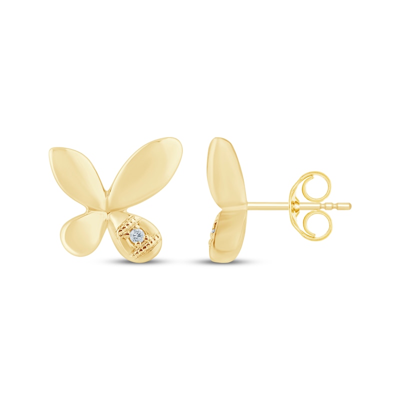 Main Image 3 of Monique Lhuillier Bliss Lab-Grown Diamond Accent Butterfly Stud Earrings 24K Yellow Gold Vermeil Sterling Silver