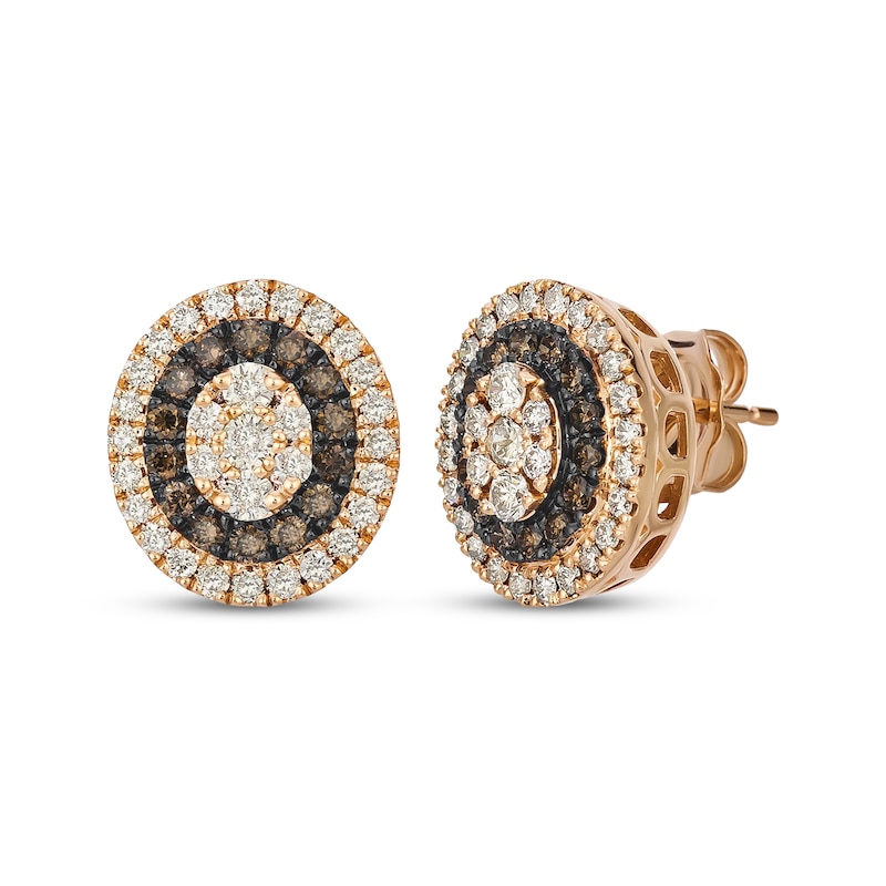 Main Image 1 of Le Vian Diamond Oval Double-Halo Stud Earrings 7/8 ct tw 14K Strawberry Gold