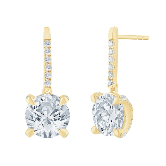 Monique Lhuillier Bliss Lab-Grown Diamond Drop Earrings 3-1/3 ct tw 24K Yellow Gold Vermeil Sterling Silver
