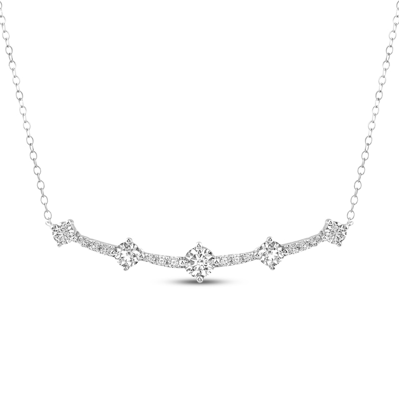 Main Image 1 of Milestones Diamond Station Smile Necklace 1 ct tw 10K White Gold 18"