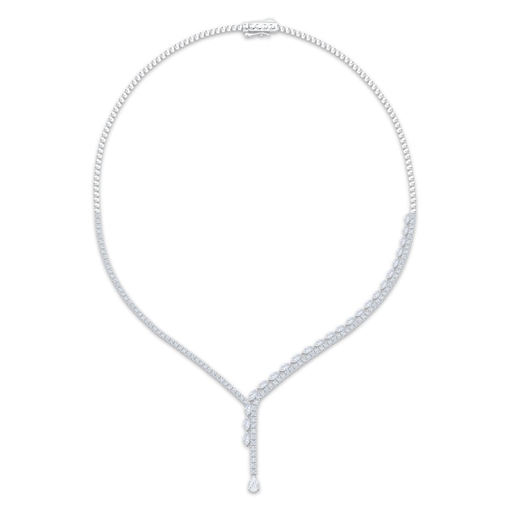 KAY Lab-Grown Diamonds Marquise, Pear & Round-Cut Staggered Chevron Necklace 5 ct tw 10K White Gold 16"