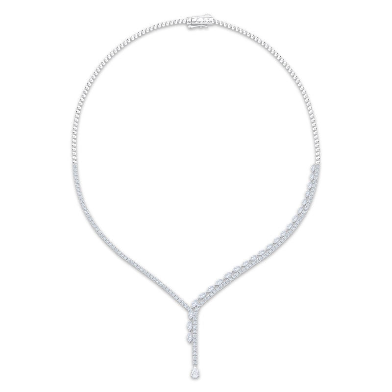 Main Image 1 of KAY Lab-Grown Diamonds Marquise, Pear & Round-Cut Staggered Chevron Necklace 5 ct tw 10K White Gold 16"