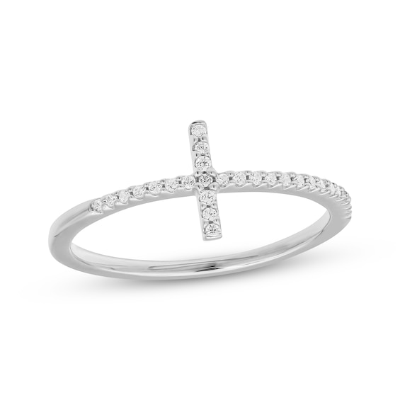Diamond Cross Stacking Ring 1/8 ct tw Sterling Silver