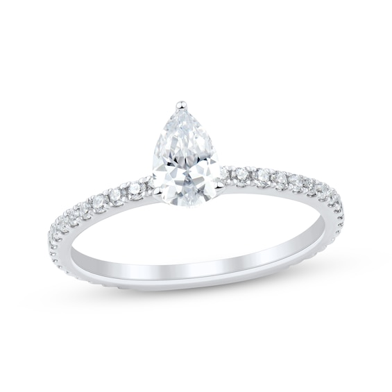 Certified Pear-Shaped Diamond Engagement Ring 3/4 ct tw Platinum