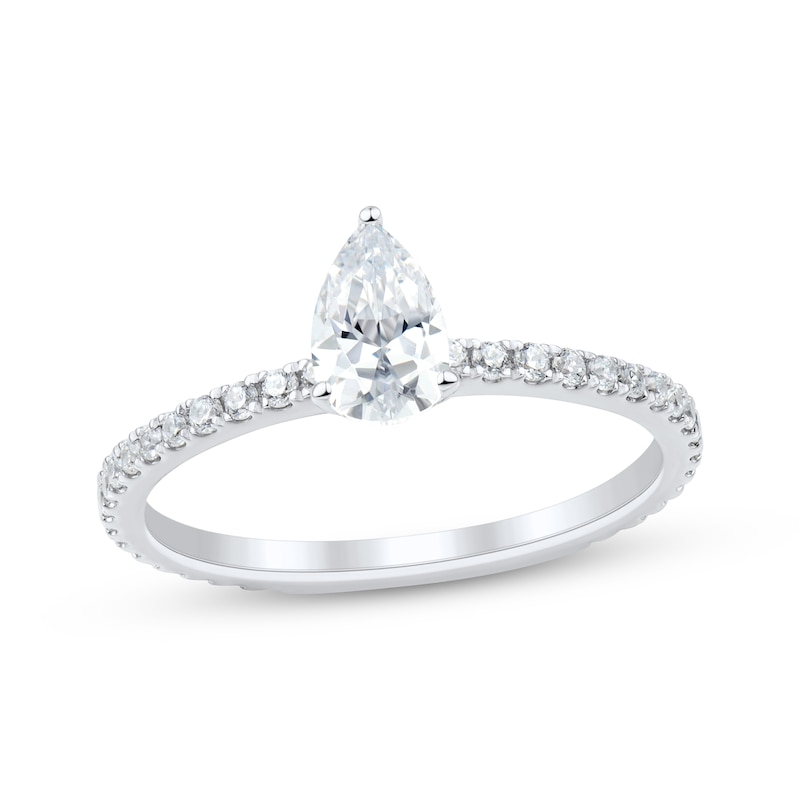 Main Image 1 of Certified Pear-Shaped Diamond Engagement Ring 3/4 ct tw Platinum
