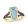 Thumbnail Image 1 of Le Vian Baguette-Cut Blue Topaz Ring 1/2 ct tw Diamonds 14K Honey Gold