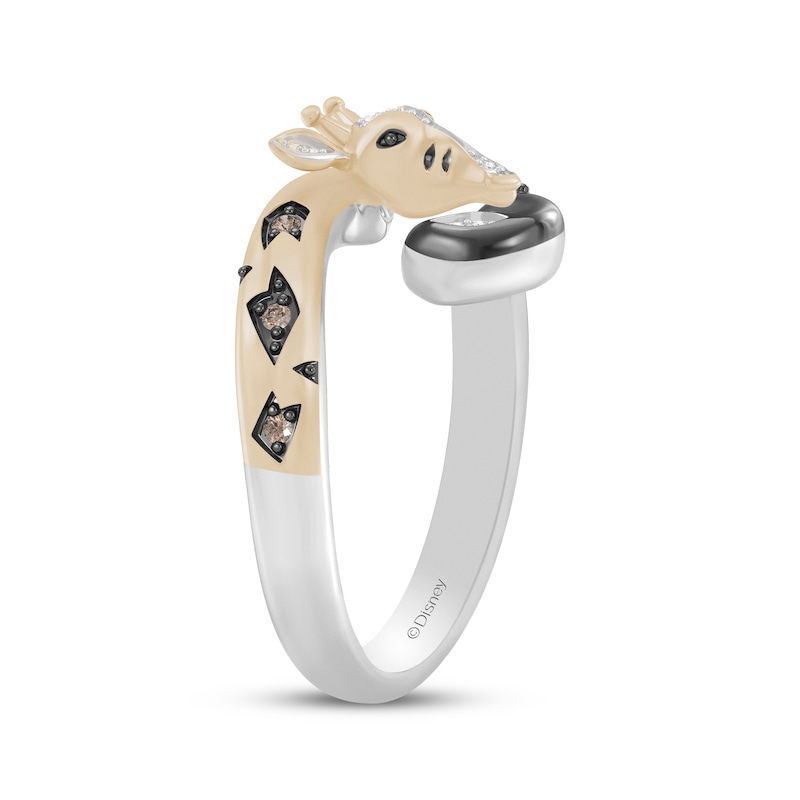 Main Image 2 of Disney Treasures The Lion King Smoky Quartz & Diamond Giraffe Ring 1/10 ct tw Sterling Silver & 24K Yellow Gold Plating
