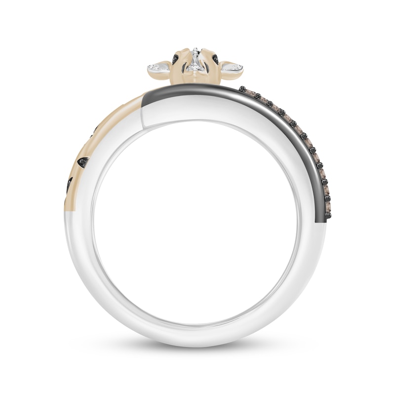 Main Image 3 of Disney Treasures The Lion King Smoky Quartz & Diamond Giraffe Ring 1/10 ct tw Sterling Silver & 24K Yellow Gold Plating