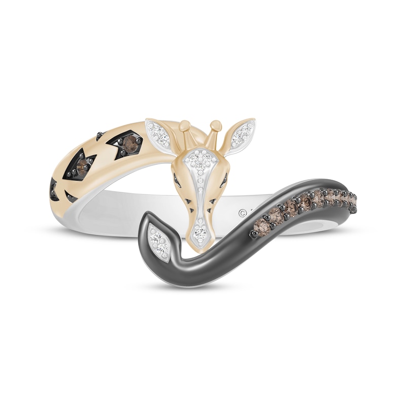 Main Image 4 of Disney Treasures The Lion King Smoky Quartz & Diamond Giraffe Ring 1/10 ct tw Sterling Silver & 24K Yellow Gold Plating