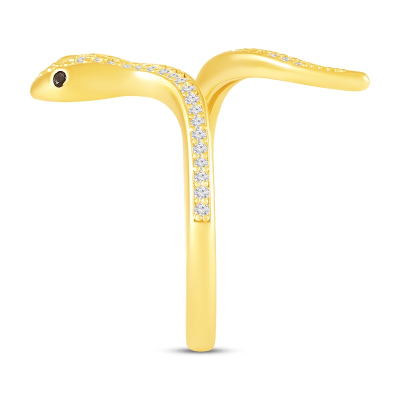 Main Image 2 of KAY Lab-Grown Diamonds & Natural Black Diamond Snake Ring 1/5 ct tw 10K Yellow Gold