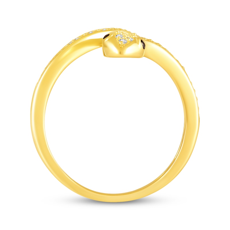 Main Image 3 of KAY Lab-Grown Diamonds & Natural Black Diamond Snake Ring 1/5 ct tw 10K Yellow Gold