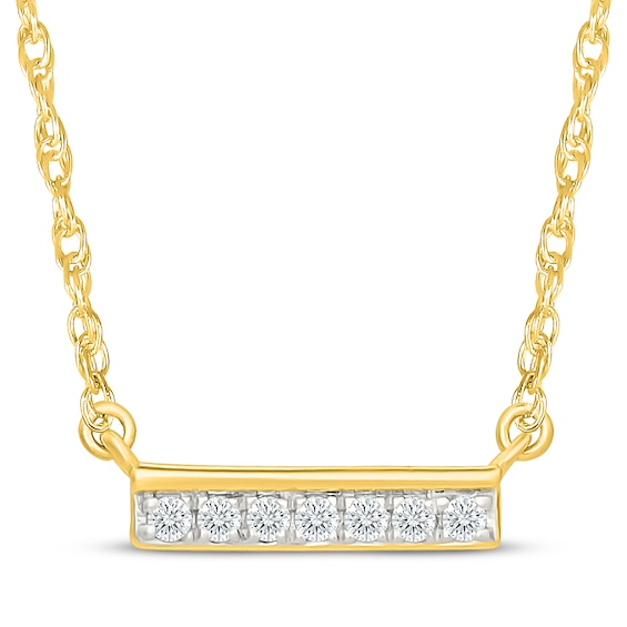 Diamond Bar Necklace 1/20 ct tw 10K Yellow Gold 18"