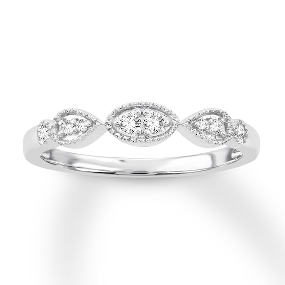 Now + Forever Diamond Anniversary Band 1/10 ct tw Round-cut 10K White Gold