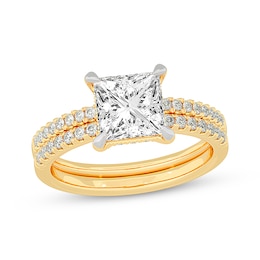Now + Forever Lab-Grown Diamonds Princess-Cut Bridal Set 2-3/8 ct tw 14K Yellow Gold