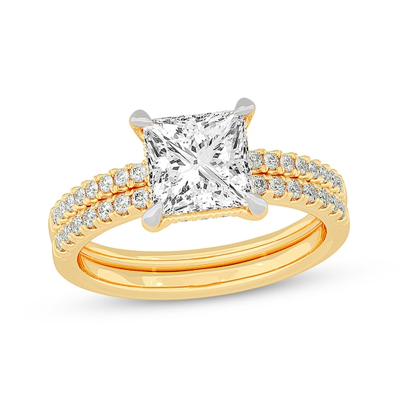 Now + Forever Lab-Grown Diamonds Princess-Cut Bridal Set 2-3/8 ct tw 14K Yellow Gold