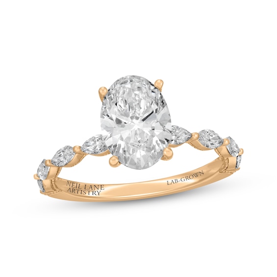 Neil Lane Artistry Oval-Cut Lab-Grown Diamond Engagement Ring 2-5/8 ct tw 14K Yellow Gold