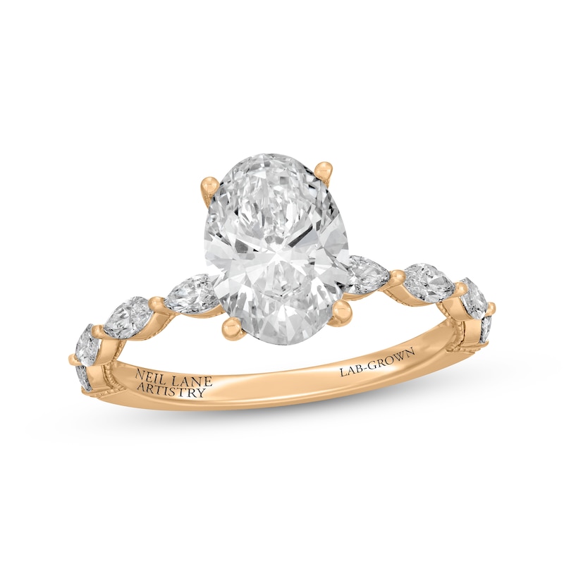 Main Image 1 of Neil Lane Artistry Oval-Cut Lab-Grown Diamond Engagement Ring 2-5/8 ct tw 14K Yellow Gold