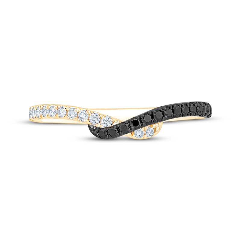Main Image 3 of Now + Forever Black & White Diamond Crisscross Anniversary Ring 1/4 ct tw 10K Yellow Gold