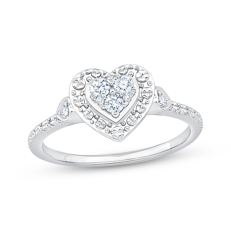 Main Image 1 of Multi-Diamond Heart-Shaped Promise Ring 1/6 ct tw 10K White Gold