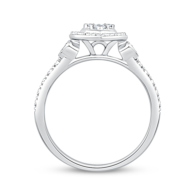 Main Image 2 of Multi-Diamond Heart-Shaped Promise Ring 1/6 ct tw 10K White Gold