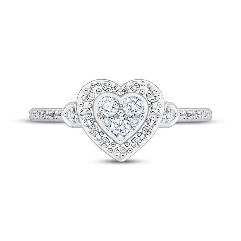Main Image 3 of Multi-Diamond Heart-Shaped Promise Ring 1/6 ct tw 10K White Gold
