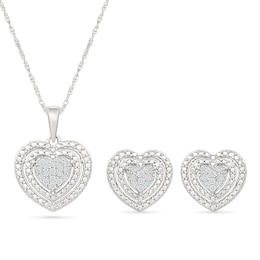 KAY Lab-Grown Diamonds Heart Double Halo Gift Set 1/4 ct tw Sterling Silver