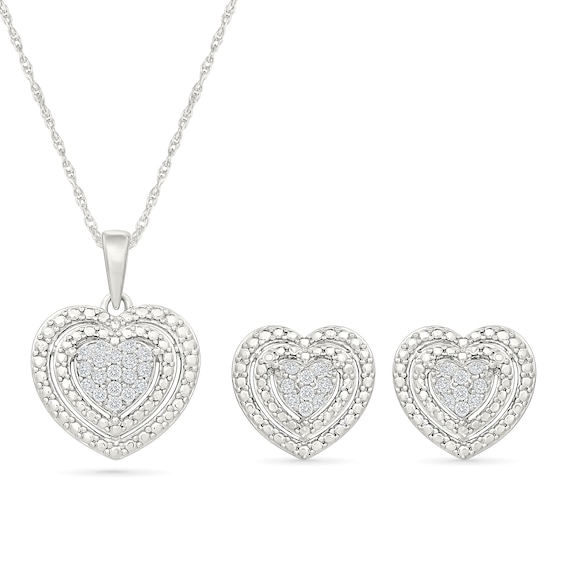 KAY Lab-Grown Diamonds Heart Double Halo Gift Set 1/4 ct tw Sterling Silver
