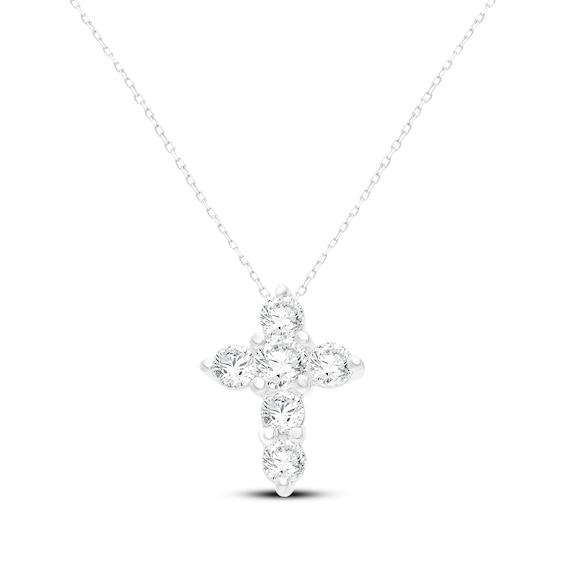 KAY Lab-Grown Diamonds Cross Necklace 1/4 ct tw 10K White Gold 18"