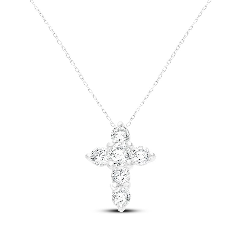 Main Image 1 of KAY Lab-Grown Diamonds Cross Necklace 1/4 ct tw 10K White Gold 18"