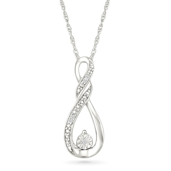 Diamond Accent Infinity Twist Necklace Sterling Silver