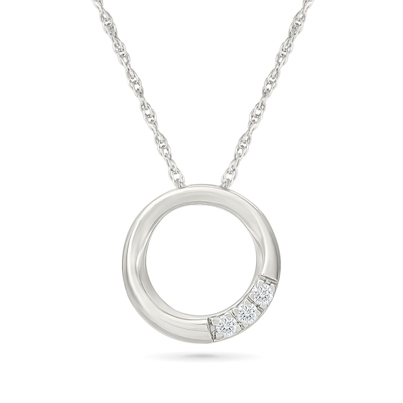 KAY Lab-Grown Diamonds 3-Stone Circle Necklace 1/20 ct tw Sterling Silver