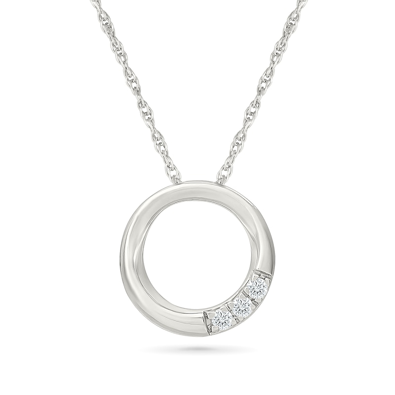 Main Image 1 of KAY Lab-Grown Diamonds 3-Stone Circle Necklace 1/20 ct tw Sterling Silver