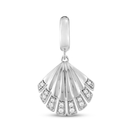 White Lab-Created Sapphire Seashell Charm Sterling Silver