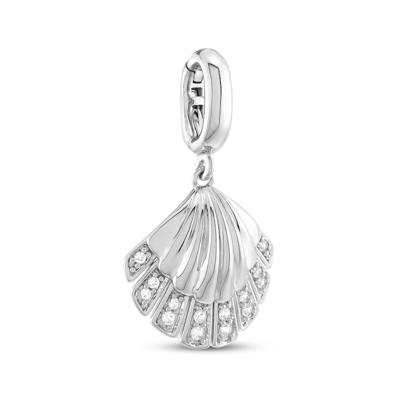 Main Image 2 of White Lab-Created Sapphire Seashell Charm Sterling Silver
