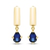 Thumbnail Image 2 of STUDIO BY KAY Pear-Shaped Blue Lab-Created Sapphire Solitaire Hoop Drop Earrings 24K Yellow Gold Vermeil Sterling Silver