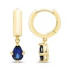 Thumbnail Image 3 of STUDIO BY KAY Pear-Shaped Blue Lab-Created Sapphire Solitaire Hoop Drop Earrings 24K Yellow Gold Vermeil Sterling Silver
