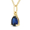 Thumbnail Image 2 of STUDIO BY KAY Pear-Shaped Blue Lab-Created Sapphire Solitaire Drop Necklace 24K Yellow Gold Vermeil Sterling Silver 18"