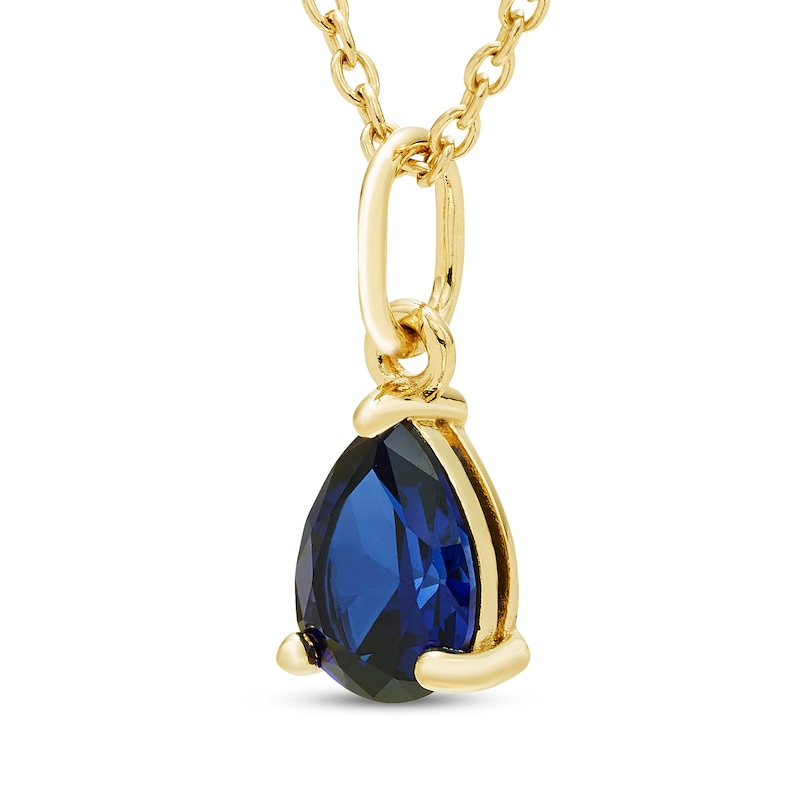 Main Image 2 of STUDIO BY KAY Pear-Shaped Blue Lab-Created Sapphire Solitaire Drop Necklace 24K Yellow Gold Vermeil Sterling Silver 18"