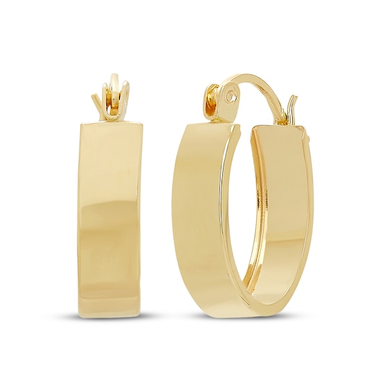 Flat Hoop Earrings 10K Yellow Gold 18mm