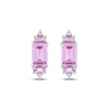 Thumbnail Image 2 of Emerald & Baguette-Cut Pink Lab-Created Sapphire & White Lab-Created Sapphire Stud Earrings Sterling Silver
