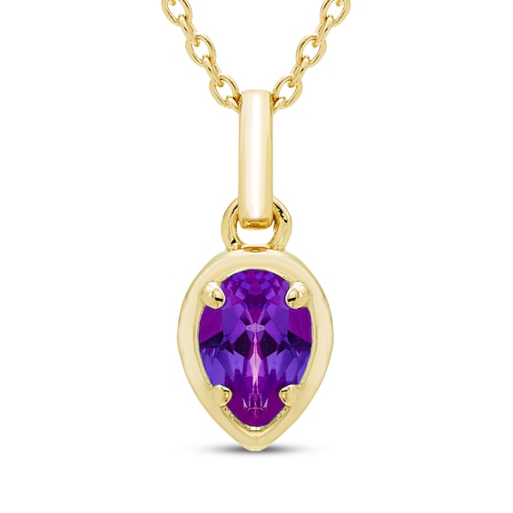 STUDIO BY KAY Pear-Shaped Amethyst Solitaire Necklace 24K Yellow Gold Vermeil Sterling Silver 18"