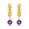 Thumbnail Image 2 of STUDIO BY KAY Round-Cut Amethyst Solitaire Hoop Drop Earrings 24K Yellow Gold Vermeil Sterling Silver