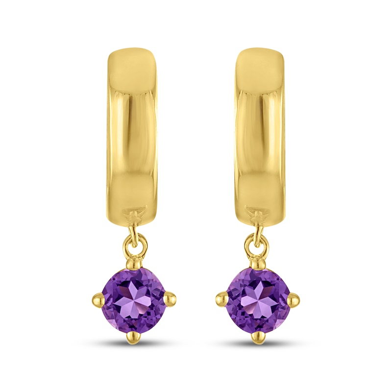Main Image 2 of STUDIO BY KAY Round-Cut Amethyst Solitaire Hoop Drop Earrings 24K Yellow Gold Vermeil Sterling Silver