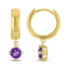 Thumbnail Image 3 of STUDIO BY KAY Round-Cut Amethyst Solitaire Hoop Drop Earrings 24K Yellow Gold Vermeil Sterling Silver