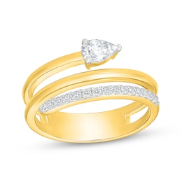 KAY Lab-Grown Diamonds Pear-Shaped Bypass-Look Ring 3/8 ct tw 10K Yellow Gold